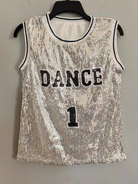 Silver Sequin DANCE 1 Hip Hop Jazz Dance Dress Size 10-12 Youth